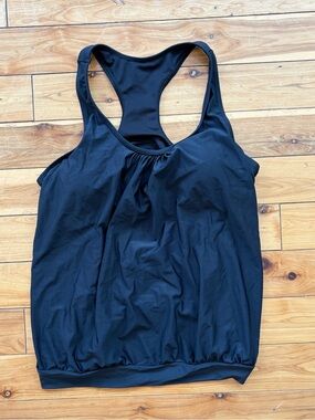 SHEIN Black Racerback Swim Tank